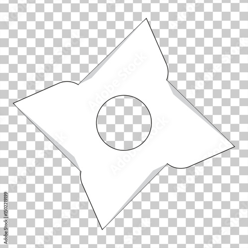 Shuriken icon, white color, ninja weapon vector,