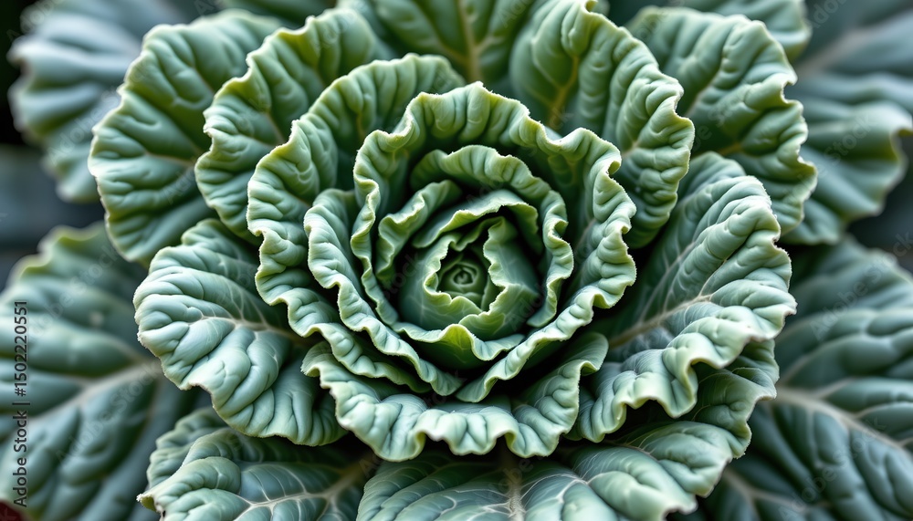Obraz premium a captivating close up of a plant with large, wavy green leaves that spread outwards in an almost floral pattern