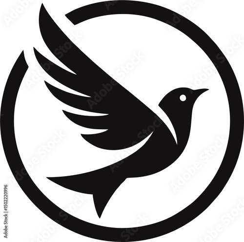 Free Bird Silhouette Logo – Freedom Symbol with Wings Spread, Ideal for Travel Agency, Clothing Brand, or Personal Growth Theme

