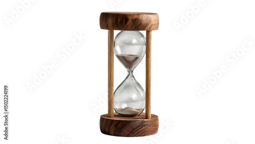 Hourglass with sand and wooden frame element