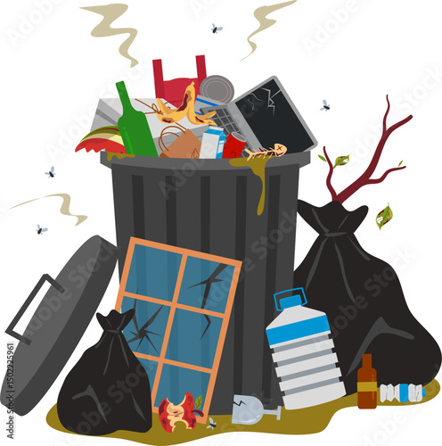 Garbage pile vector illustration. Waste management. World environmental day concept.
