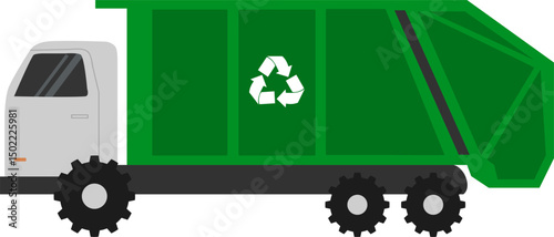 Garbage truck vector illustration. Waste management. World environmental day concept.