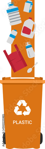 Plastic Recycling bin vector illustration. Waste management. World environmental day concept.