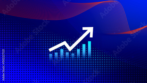 Global business growth analysis and asset investment chart Business and Finance, Up arrow economic chart, global economic trend analysis, Financial graph analysis on virtual screen.