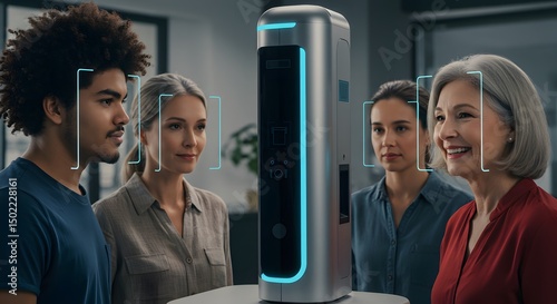 Facial Recognition System Diverse People Biometric Security Technology