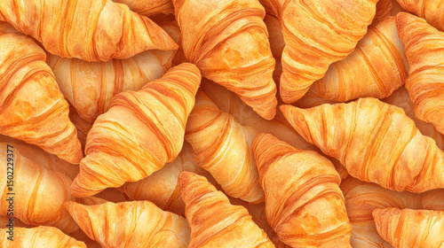 paris view pile croissants closeup baked