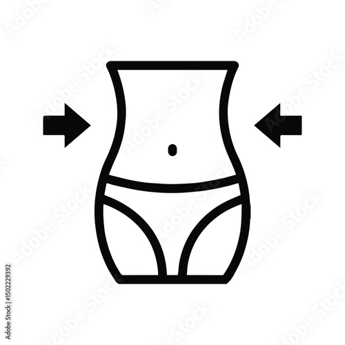 Women's Waist Icon. Illustration of Women's Slim Hips. Women's Diet Program Sign With Arrow Sign On Waist.