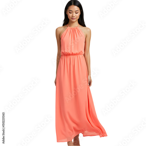 Coral Maxi Dress: Summer Fashion photo