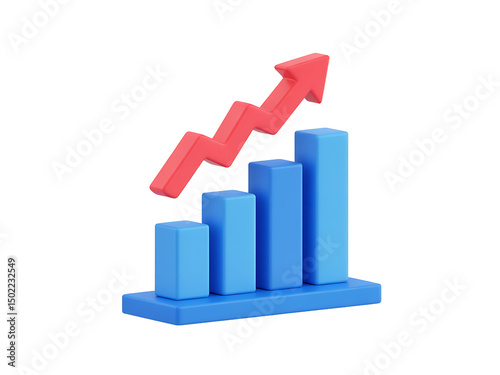 Free Download 3d rendered blue and red financial growth chart on a transparent background - GFXLoad