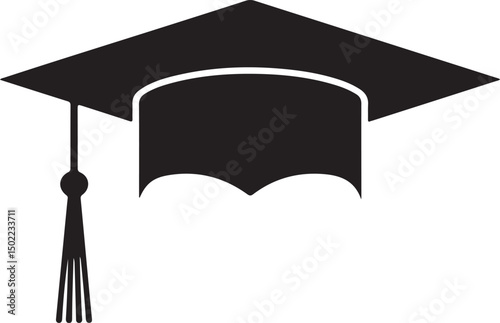 graduation cap logo silhouette icon vector illustration