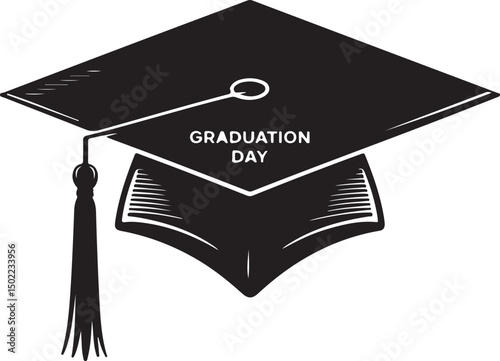 graduation cap logo silhouette icon vector illustration