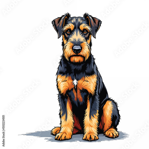 Adorable Cartoon Airedale Dog Vector illustration