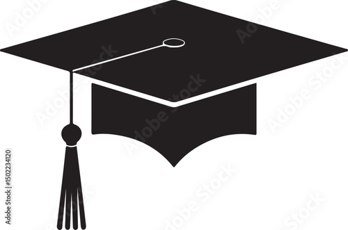 graduation cap logo silhouette icon vector illustration