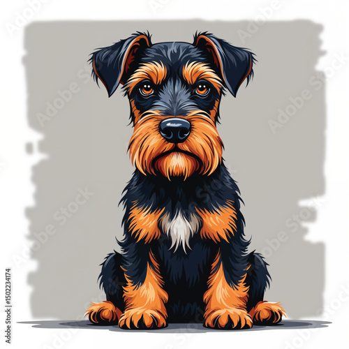Adorable Cartoon Airedale Dog Vector illustration