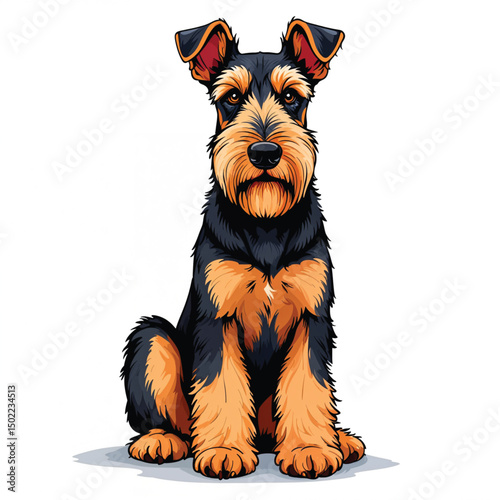 Adorable Cartoon Airedale Dog Vector illustration