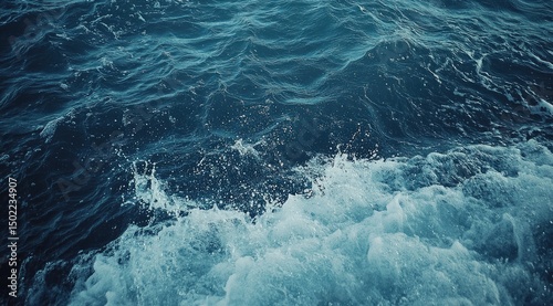 Dark blue ocean waves crashing