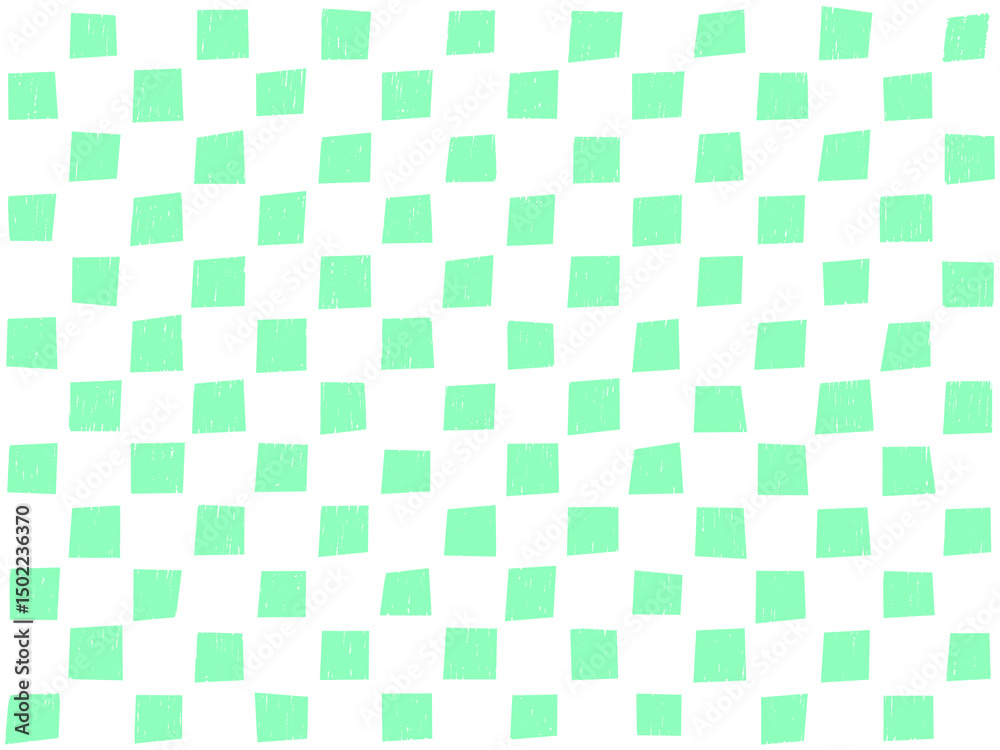 Fototapeta premium 手描き背景 水彩 チェック グリーン