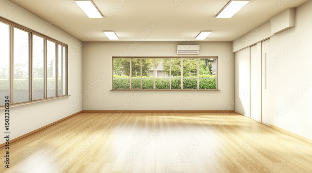 Obraz premium Empty light room with large window