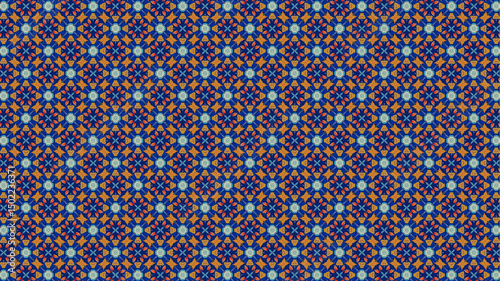 Geometric abstract floral repeat seamless pattern design for home decor and textile design.