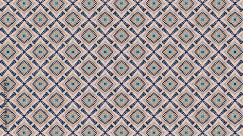 Geometric abstract floral repeat seamless pattern design for home decor and textile design.