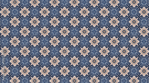 Geometric abstract floral repeat seamless pattern design for home decor and textile design.