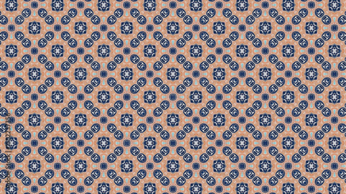 Geometric abstract floral repeat seamless pattern design for home decor and textile design.