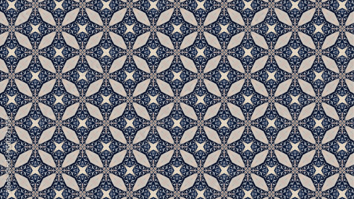 Geometric abstract floral repeat seamless pattern design for home decor and textile design.
