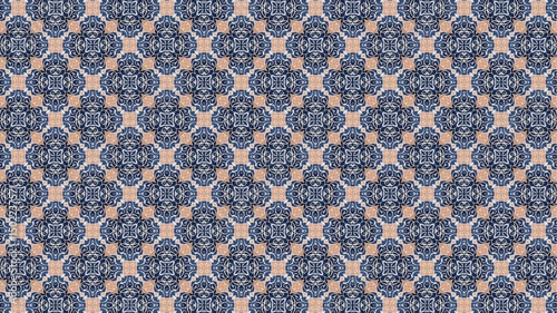 Geometric abstract floral repeat seamless pattern design for home decor and textile design.