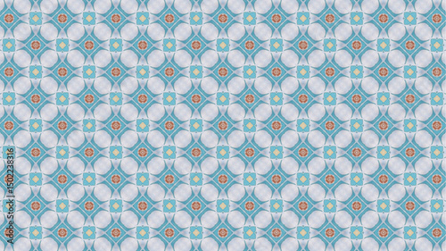 Geometric abstract floral repeat seamless pattern design for home decor and textile design.