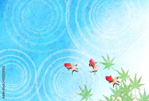 花火　金魚　もみじ　夏　背景