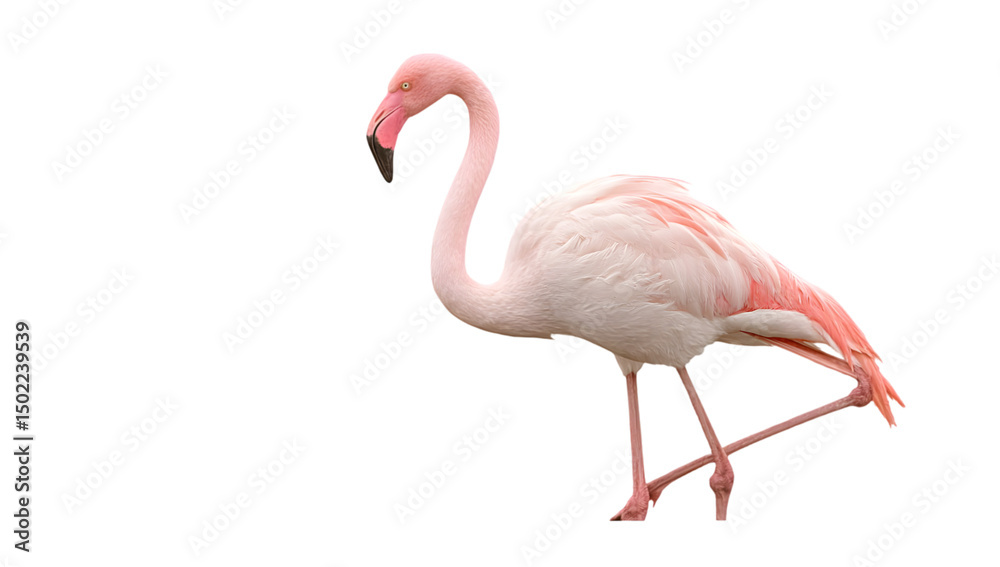 Fototapeta premium Flamingo bird standing isolated pink feathers
