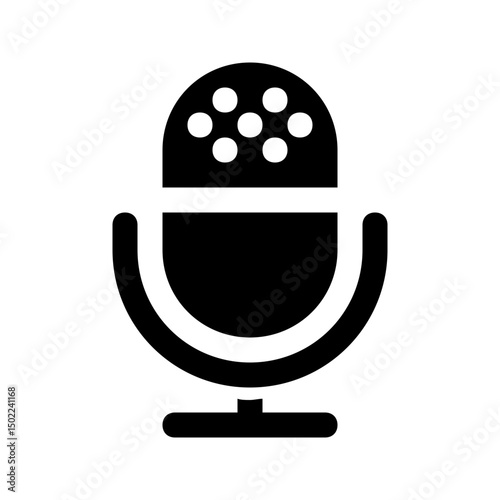 Condenser mic glyph graphic for recording, great for video or podcast design.