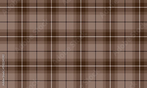 Seamless plaid pattern, cream, brown, white, black, classic and warm feeling, suitable for designing clothes, skirts and pants, adding a touch of elegance, vector illustration.