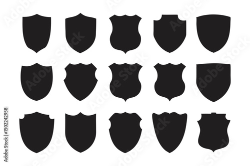 Collection of Blank Shield Shapes Vector Icons for Design Projects