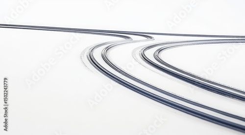 Abstract, curving paths on white background
