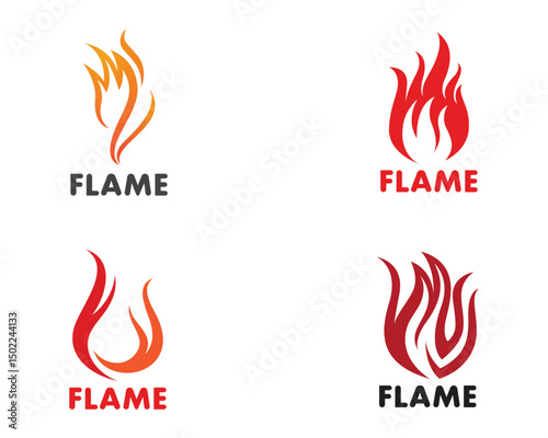 Fire flame Logo Template vector icon Oil, gas and energy logo concept