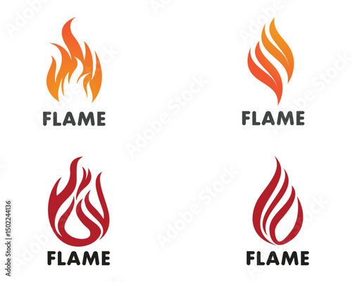 Fire flame Logo Template vector icon Oil, gas and energy logo concept