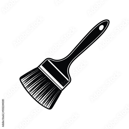paintbrush with wooden handle and thick bristles vector illustration