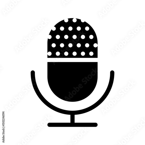 Condenser mic glyph icon for audio design, ideal for podcast or studio use.