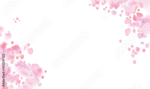 pink watercolor splash paint frame and border on white background