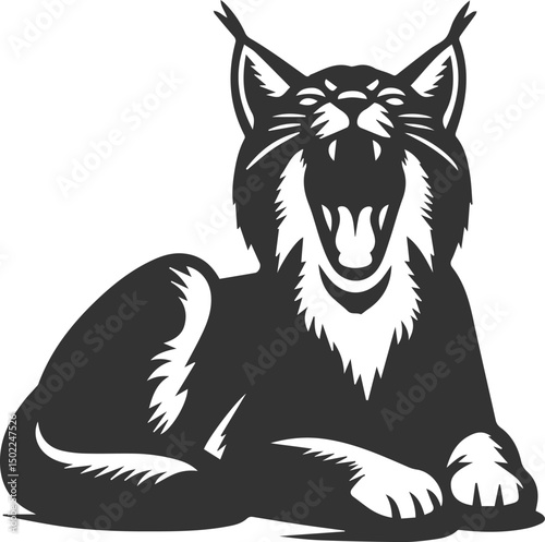 Wallpaper Mural Black artwork lynx animal vector silhouette Torontodigital.ca