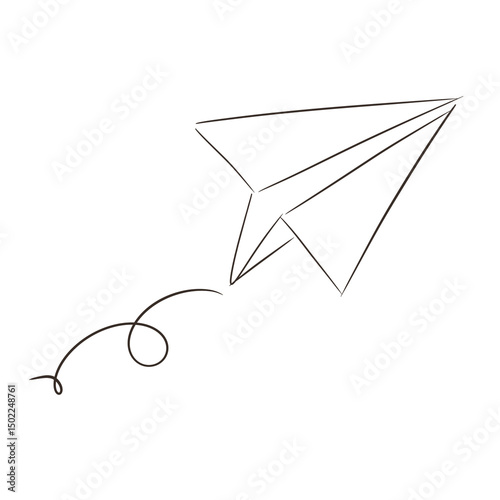 doodle outline paper plane illustration