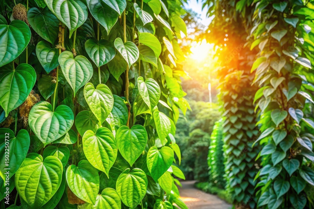 Obraz premium Panoramic Garden Photography: Lush Betel Saplings Hanging Decor