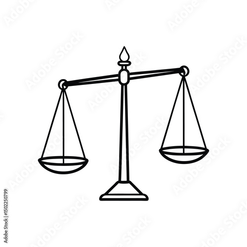 traditional balance scale with suspended pans vector illustration isolated on white background.