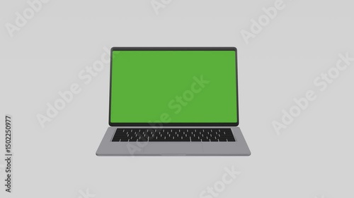 Laptop green screen display video