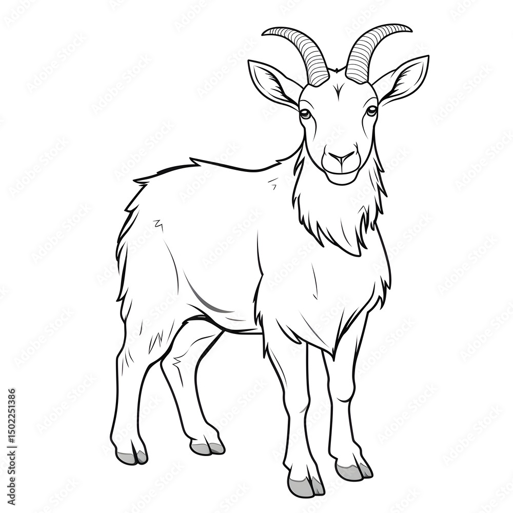 Fototapeta premium A goat, coloring page.
