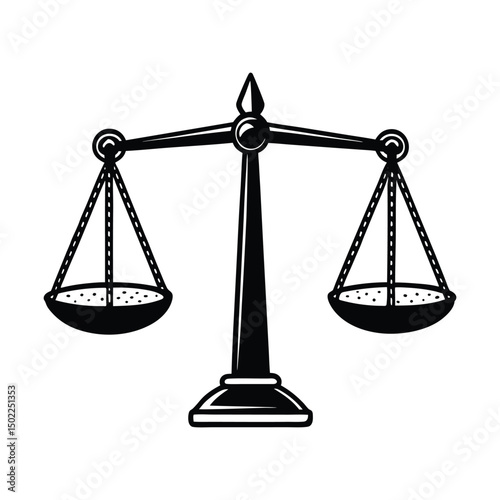 traditional balance scale with suspended pans vector illustration isolated on white background.