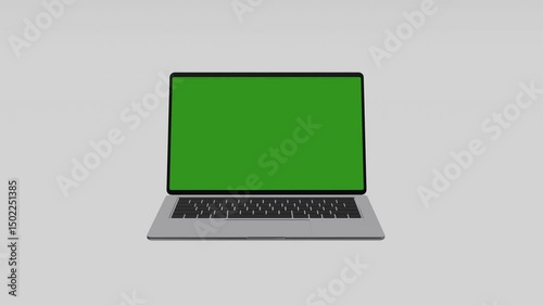 Laptop green screen display video