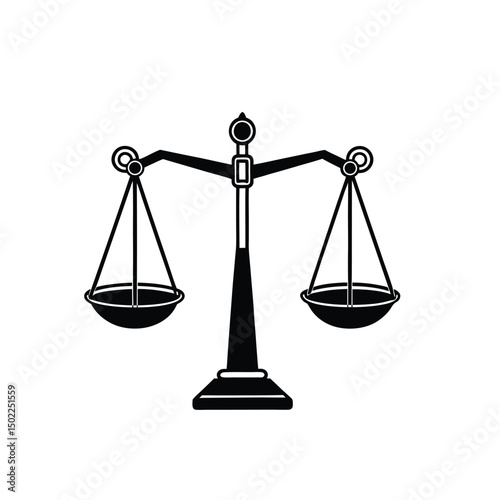 traditional balance scale with suspended pans vector illustration isolated on white background.