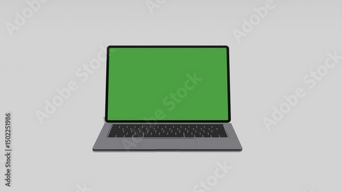 Laptop green screen display video